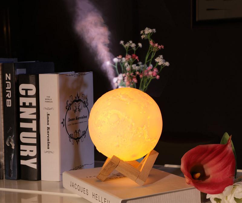 Humidificateur d’air en forme de lune avec fonction veilleuse, 880 ml, brume froide et aromathérapie pour la chambre et le bien-être | Sansoti