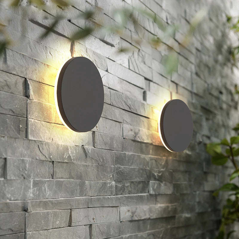 Minimalistische LED-Außenwandleuchte aus Metall, rund oder quadratisch, wasserdicht nach IP65, Gartenbeleuchtung für Flur und Terrasse | Sansoti