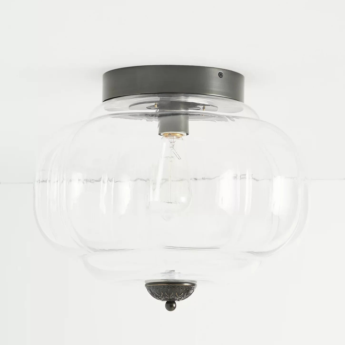 Vintage Semi-Plafondlamp Melkglas Pompoen Eloise E26 Retro Plafondverlichting Woonkamer | Sansoti