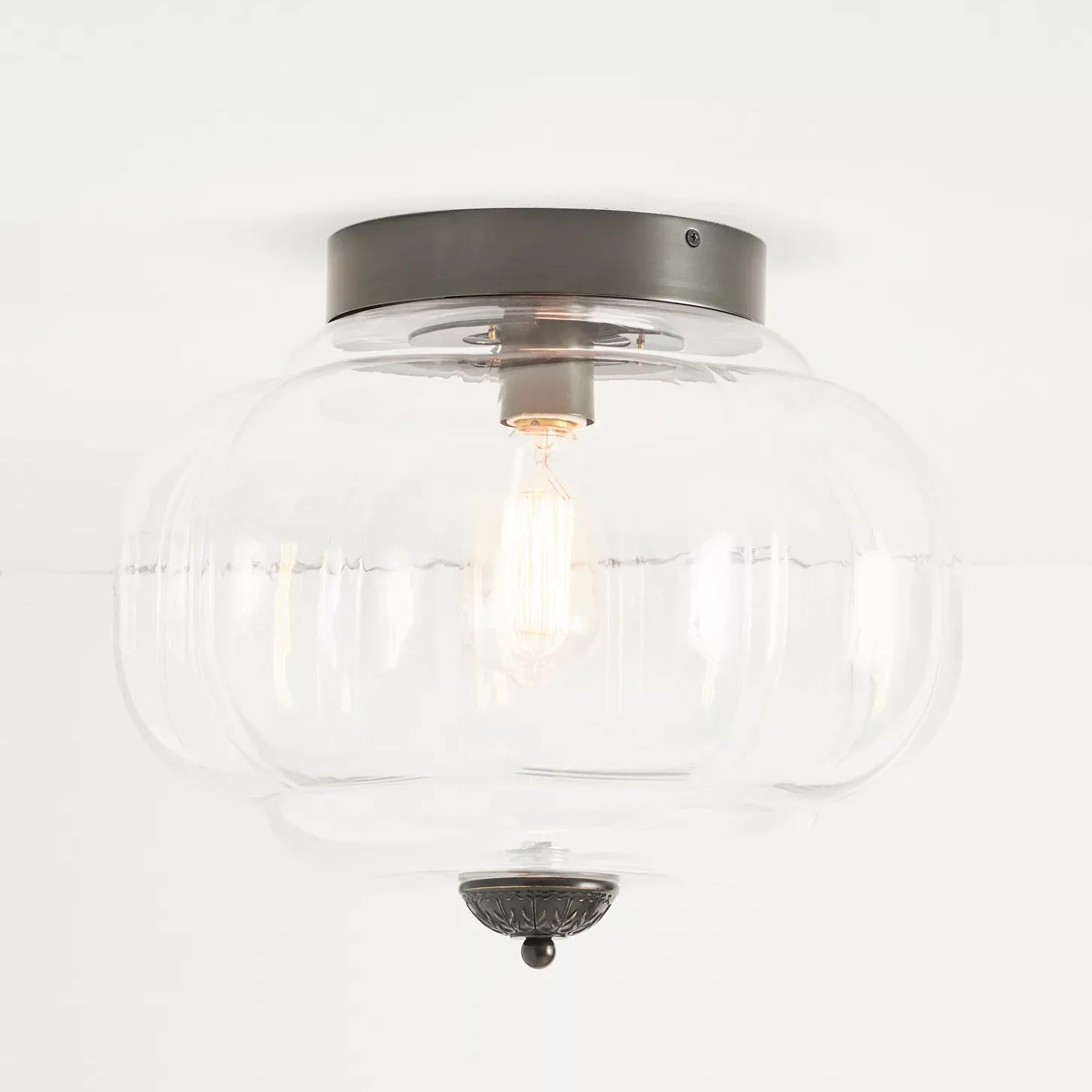 Vintage Semi-Plafondlamp Melkglas Pompoen Eloise E26 Retro Plafondverlichting Woonkamer | Sansoti