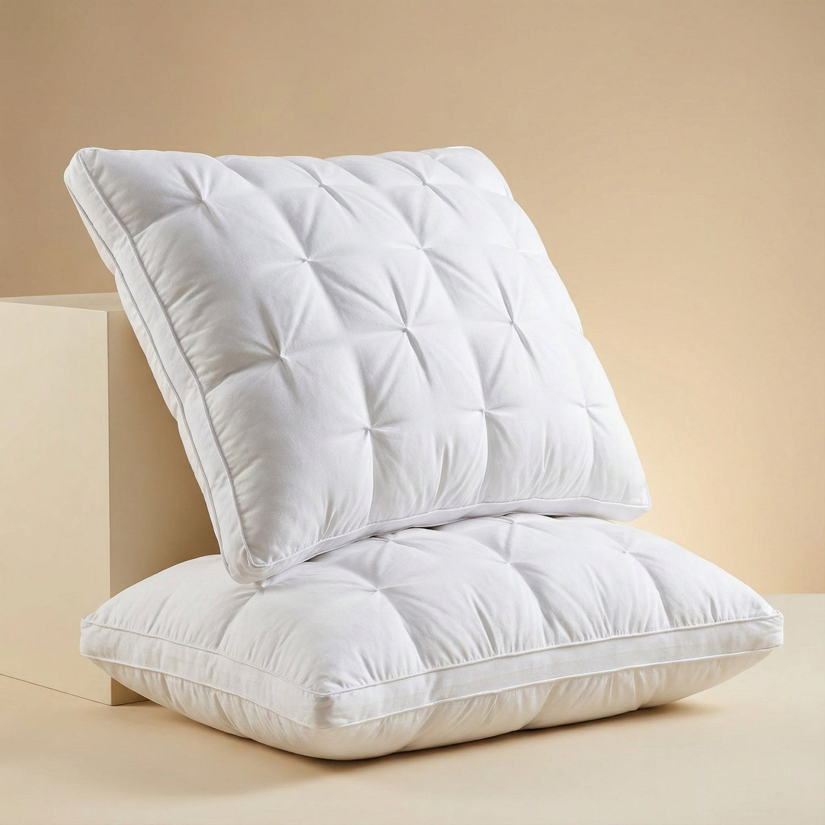 Oreiller en plumes d'oie 100 % naturel Respirant Indéformable Garnissage doux Confort toutes positions de sommeil 48x74cm | Sansoti