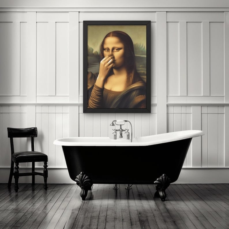 Canvas-Wanddekoration für das Badezimmer 30x40 cm Feuchtigkeitsbeständiges humorvolles Kunstwerk Toiletten-Wandschild mit Aufhängesystem | Sansoti