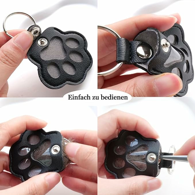 Erinnerungsanhänger für Haustiere mit Pfotenabdruck, Geheimfach für Haarsträhne und Notiz, Schlüsselanhänger, Gedenkschmuck | Sansoti