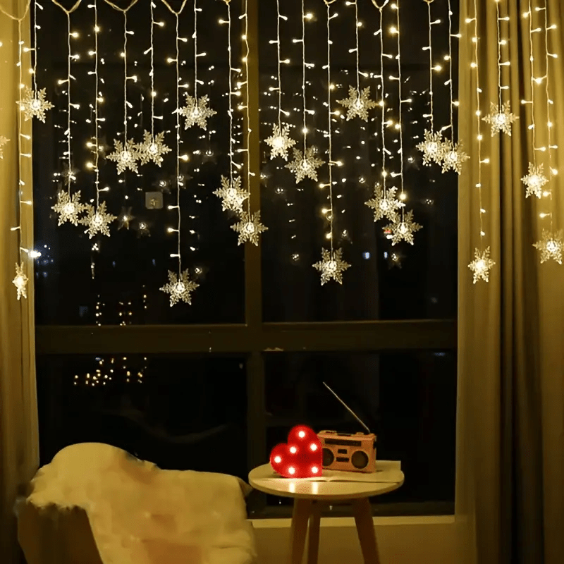 USB-Lichterkette mit Schneeflocken 4 m mehrfarbige LED-Stimmungsbeleuchtung Weihnachtsdekoration Feiertage Winter Interieur | Sansoti