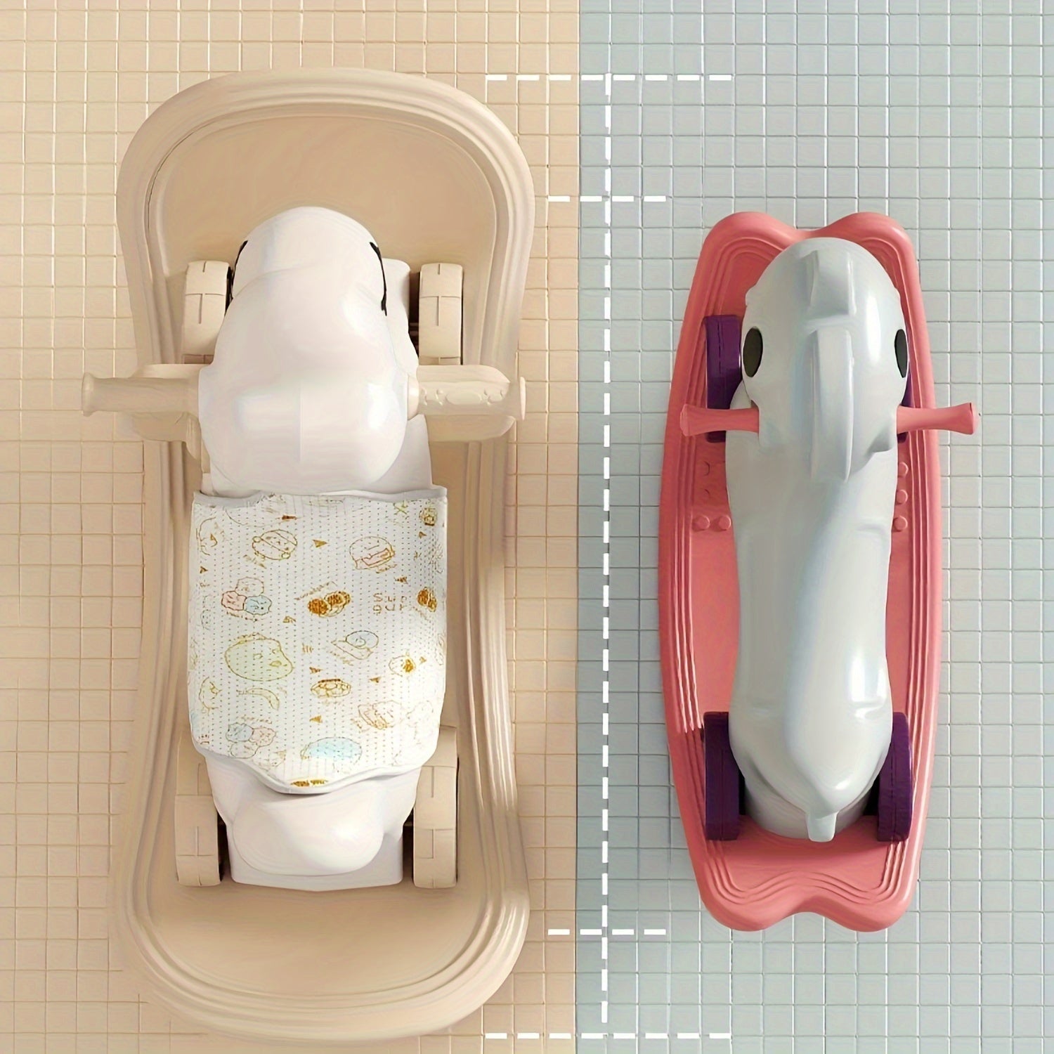2-in-1 baby schommelpaard loopfiets kunststof roze kinderen peuter met duwstang balansspeelgoed binnen speelgoed | Sansoti