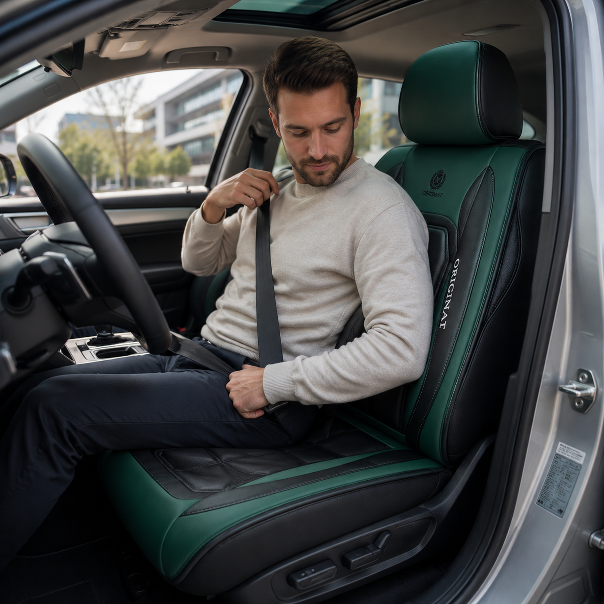 Luxe Autostoelhoezen Set 11-delig Gewatteerd met Opbergvak Airbag-Opening Universeel voor Vijfzitters Auto | Sansoti