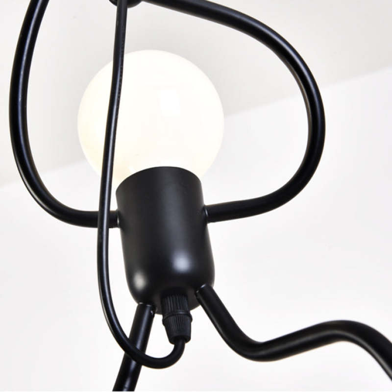 Suspension en métal en forme de figure LED E27 noir blanc design moderne éclairage intérieur salon salle à manger chambre | Sansoti
