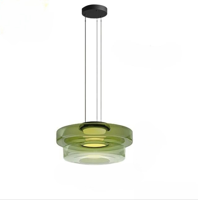 Zenor gelaagde hanglamp glas amber eetkamer woonkamer design verlichting modern gelaagd glaslamp | Sansoti
