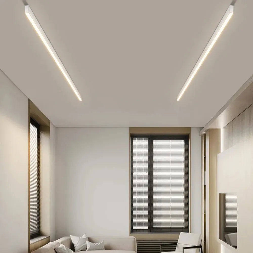 LED Deckenleuchte Schwarz Langgezogen Modern für Wohnzimmer Flur Schlafzimmer Minimalistische Deckenbeleuchtung Innen | Restfield