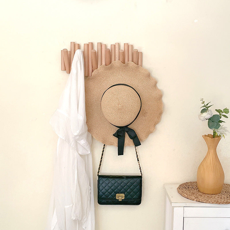 Wandkapstok met Intrekbare Haken – Natuurlijk Hout – Minimalistisch Design – Klap-in Systeem | Sansoti