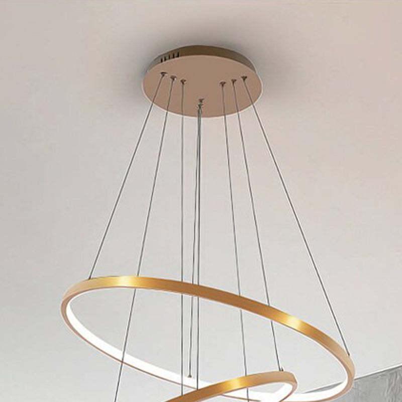 LED Pendant Light Metal Three Rings Adjustable Gold White Black Living Room Dining Room Bedroom Modern Design | Sansoti