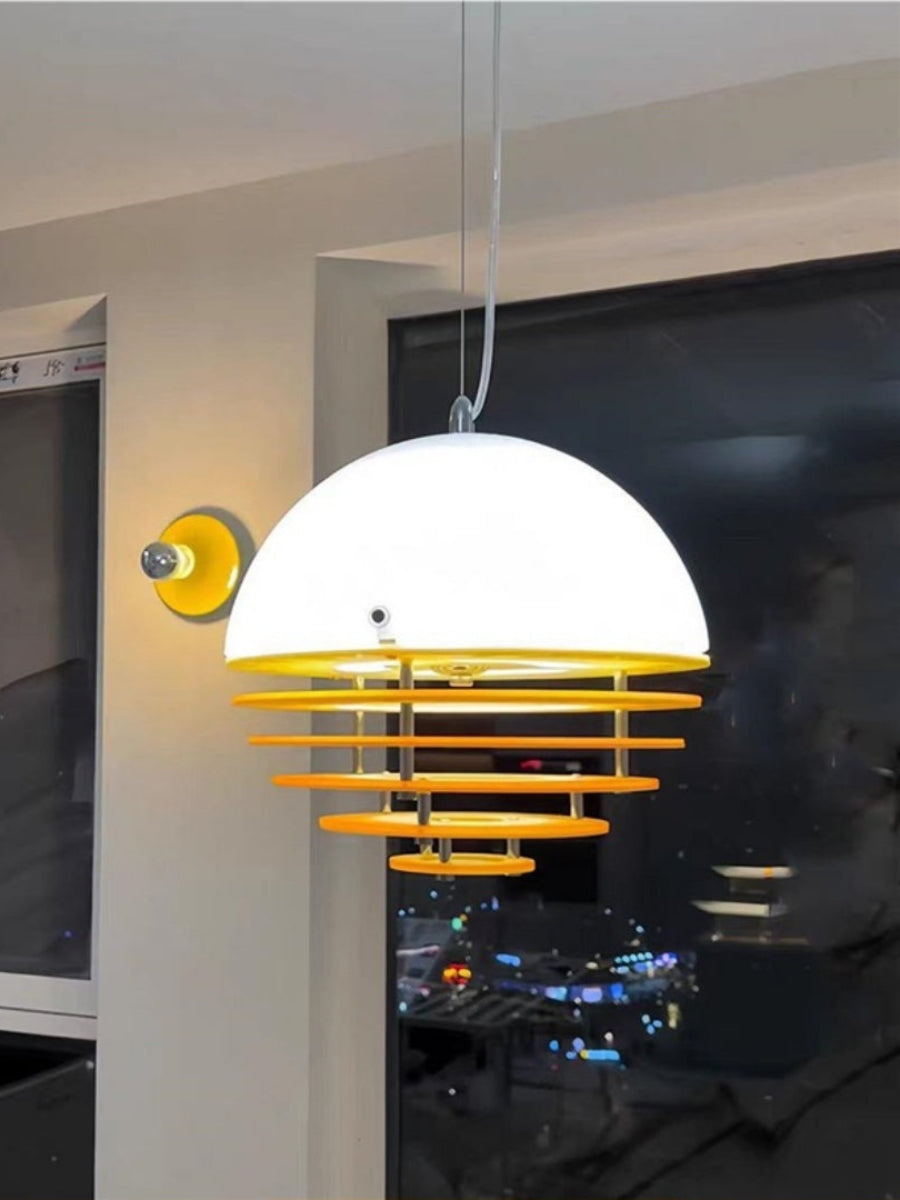 Stijlvolle Hanglamp Bauhaus Design Oranje-Wit Sfeerverlichting voor Moderne Interieurs | Sansoti