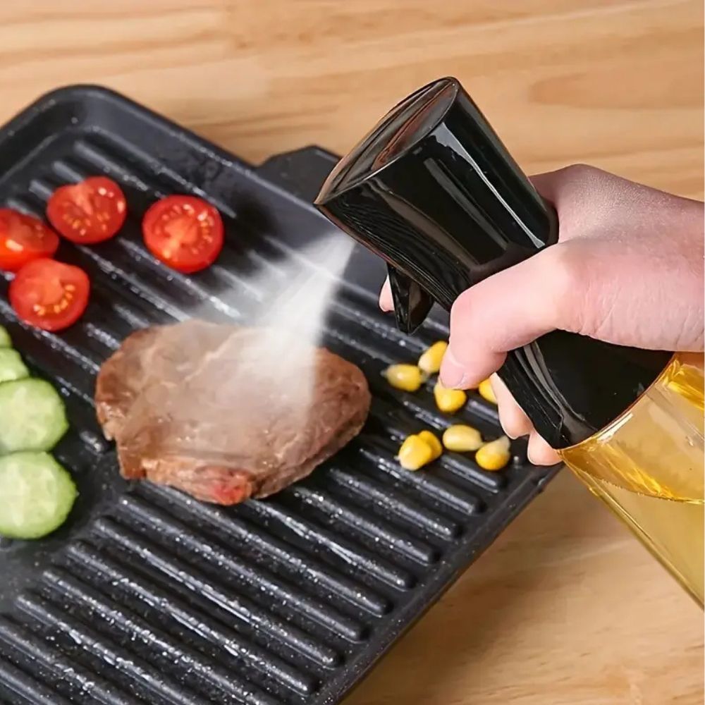 Oliespray Fles Glas 100ml Zwart Keuken Sprayfles Olie Azijn Airfryer BBQ Salade Verstuiver Navulbaar | Sansoti