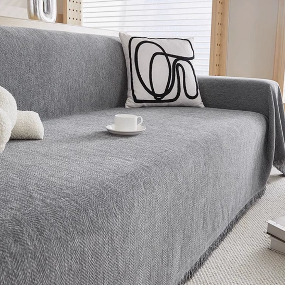 Chenille Bankhoes met Kwastjes – Stijlvolle Bescherming voor Bank en Fauteuil – Wasbaar & Waterdicht | Sansoti
