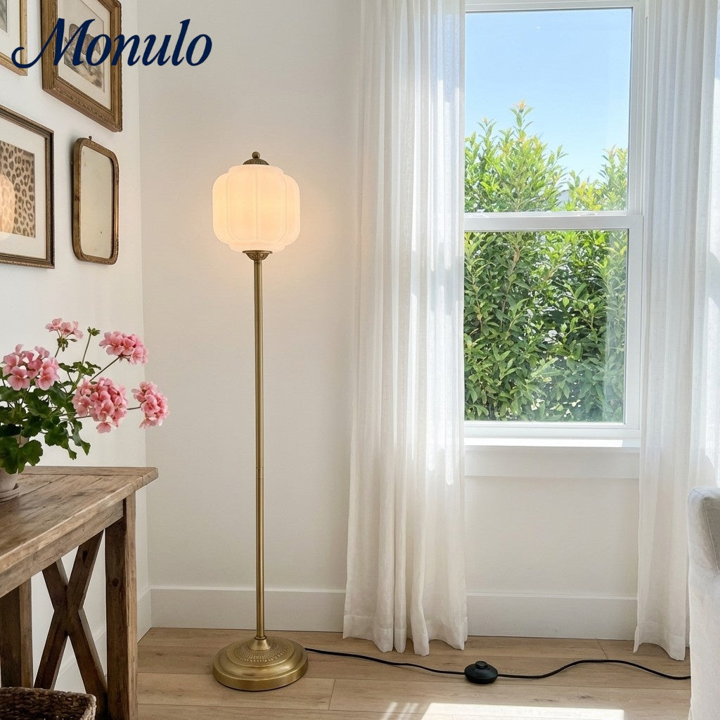 Decoratieve Glazen Pompoen Vloerlamp Retro Organische Stijl Woonkamer Staande Lamp | Sansoti