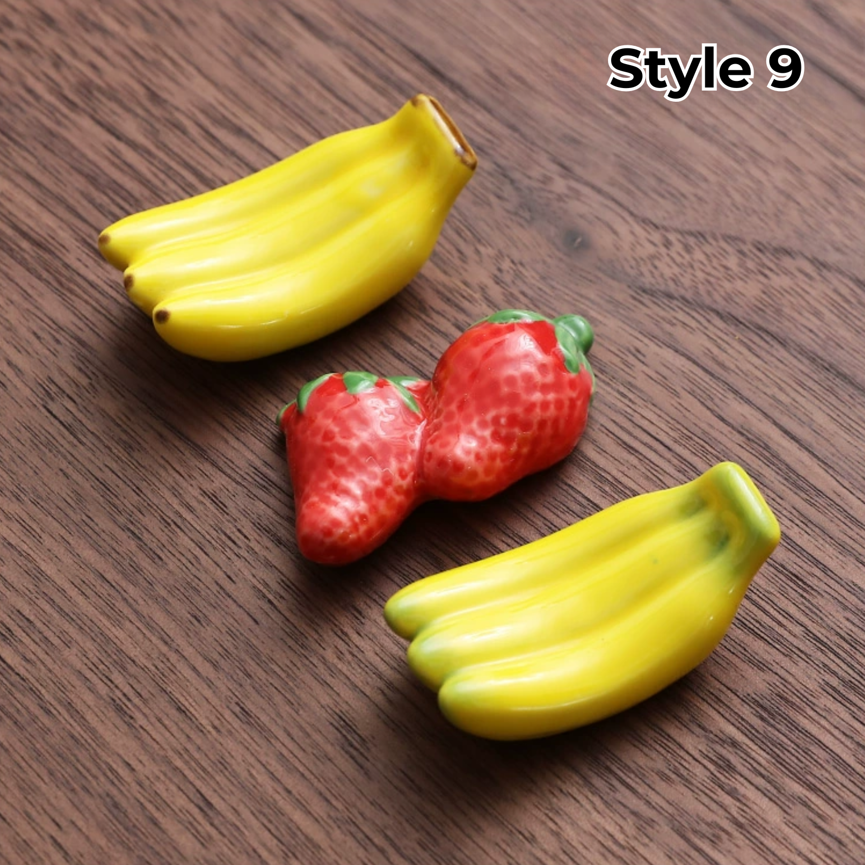 Support à baguettes en céramique avec motifs animaux et fruits – Lot de 3 | Sansoti