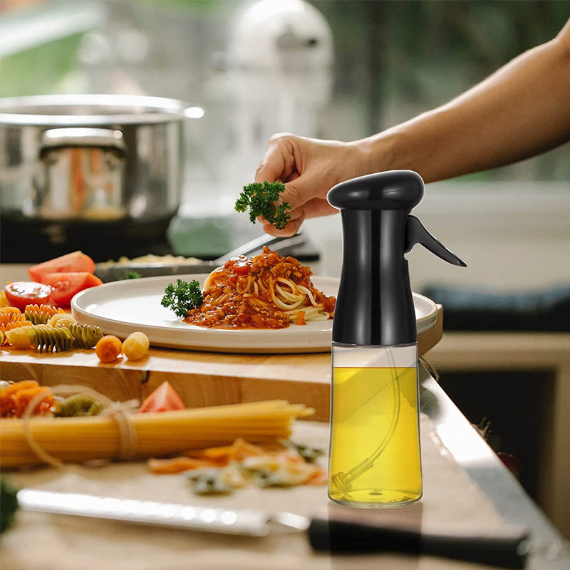 Olie Sprayfles met Luchtdruksysteem 200ml Transparant Zwart Wit Keuken Barbecue Bakken Doseerfunctie | Sansoti