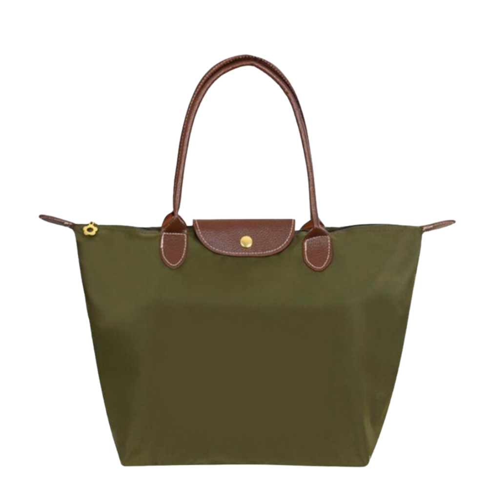Waterdichte Nylon Shopper met Lederen Details – Ruime Handtas voor Werk en Reizen | Sansoti