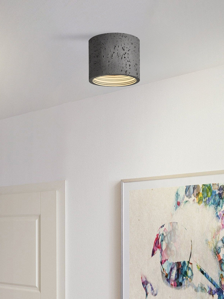 Cilindrische plafondlamp van travertijn – LED verlichting voor moderne interieurs | Sansoti