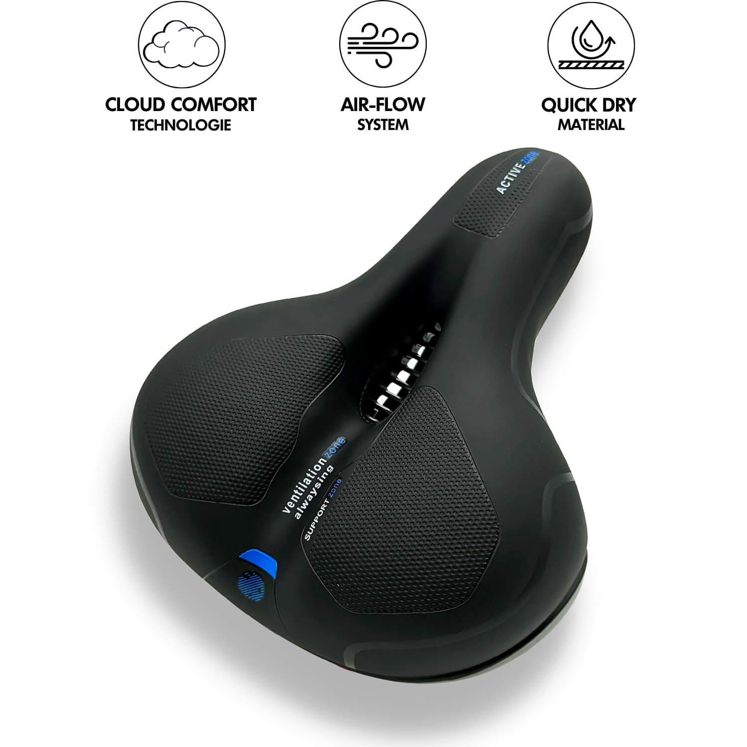 Ergonomisch Fietszadel met Gel-Demping - Comfortzadel voor Langere Fietstochten - Ademend en Drukverlagend - Universele Pasvorm | Sansoti