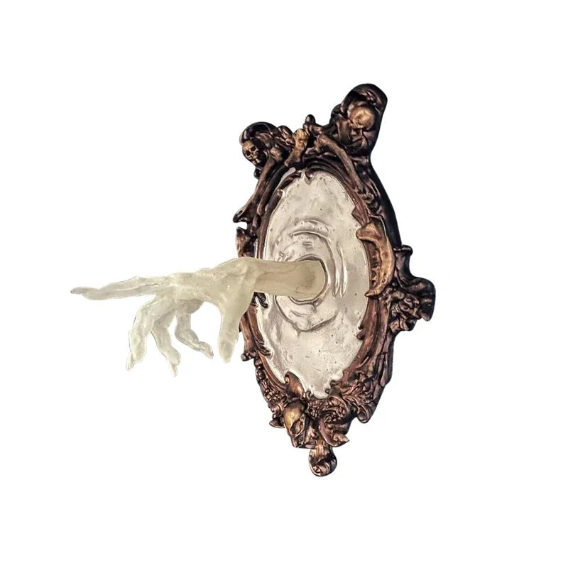 Gothic Hand Wall Decoration with Frame Border - Resin Ghost Figure with Glowing Effect for Halloween | Sansoti
