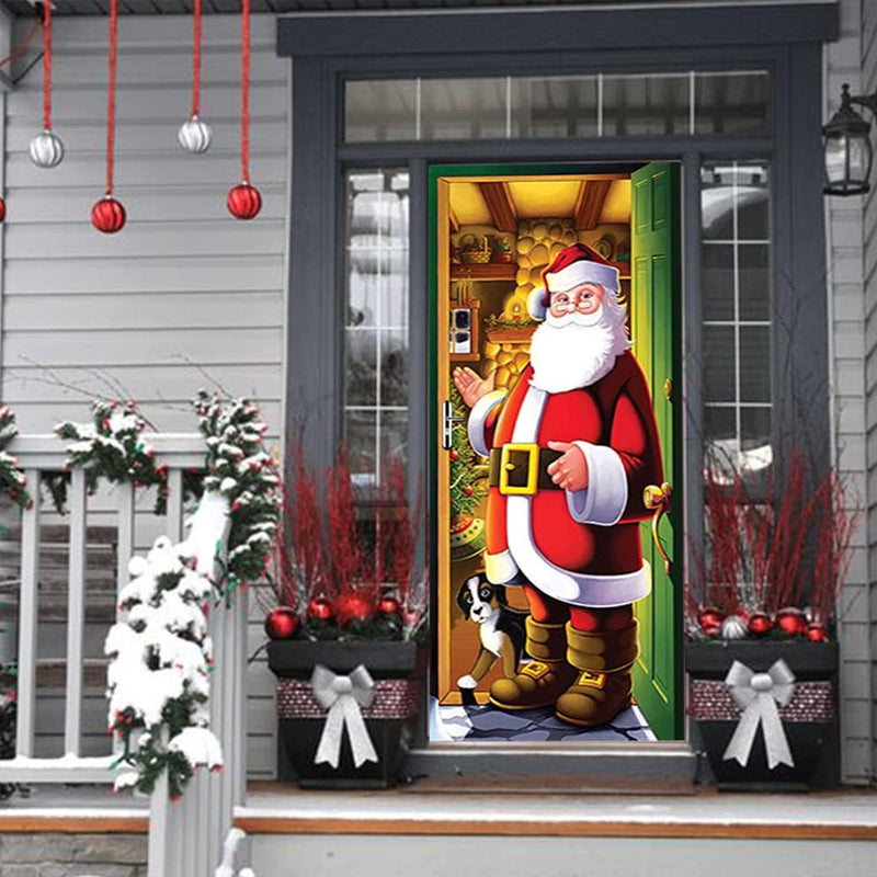 Kerstdeurposter Textiel 91x203 cm Feestelijke Thema's Herbruikbaar Duurzaam Voordeurversiering Kerstdecoratie | Sansoti