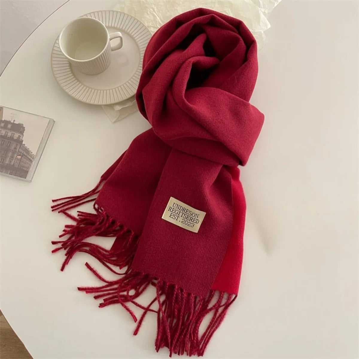 Étole réversible en laine pashmina à franges pour femme, écharpe d’hiver chaude, châle doux et élégant | Sansoti