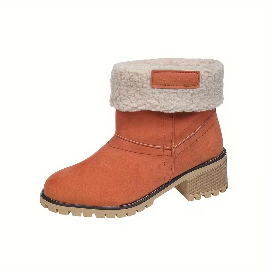 Damenstiefel Winter Warm Gefüttert Kunstsuede Blockabsatz Rutschfeste Stiefeletten Schwarz Braun Bequem Damen | Sansoti