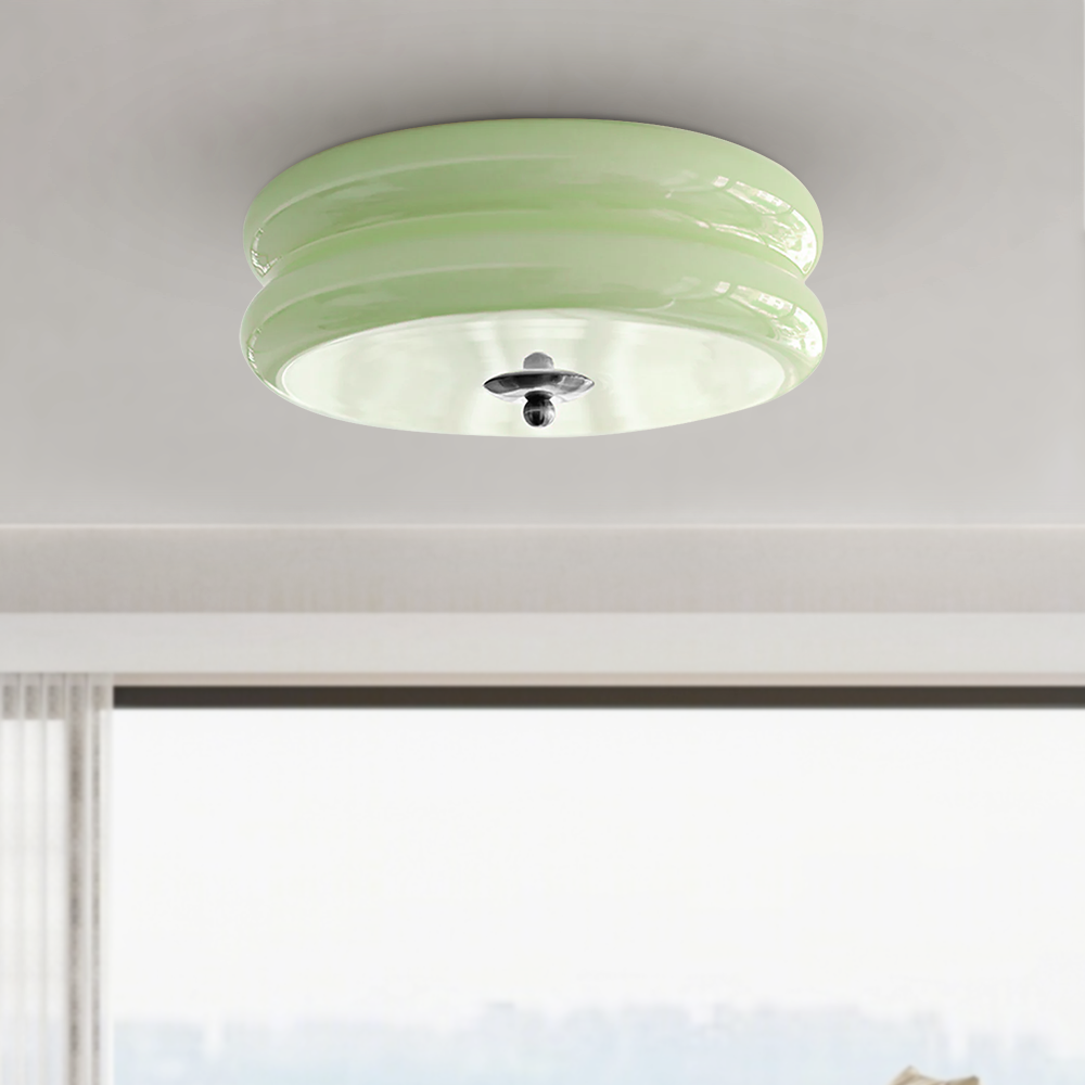 LED plafondlamp glas metaal crème 13 cm slaapkamer woonkamer art deco plafondverlichting rond warm licht neutraal licht wit licht | Sansoti