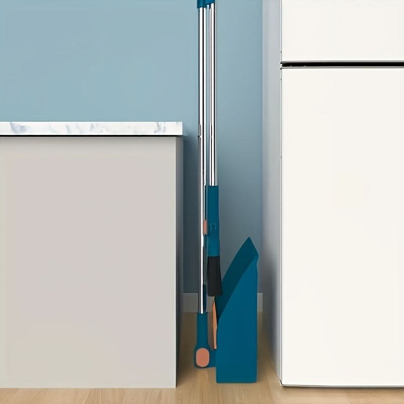 Besen mit Kehrblech-Set, langer Stiel, 124 cm, ergonomisches Reinigungswerkzeug zur aufrechten Aufbewahrung für den Haushalt | Sansoti