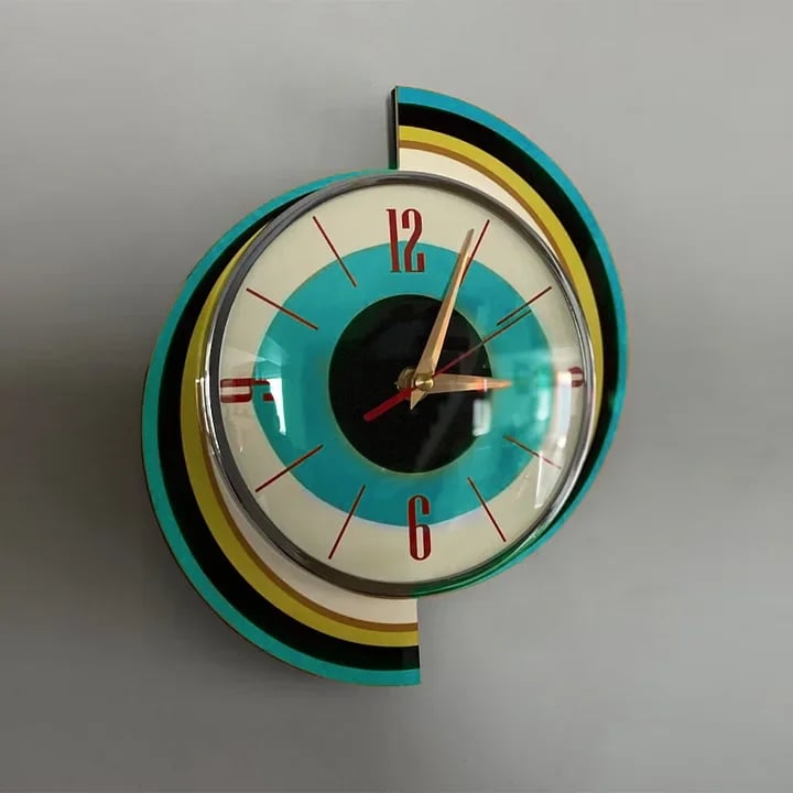 Handmade Wall Clock 40x40 cm Retro Living Room Silent Movement Radiating Design Decorative Battery-Powered Modern | Sansoti