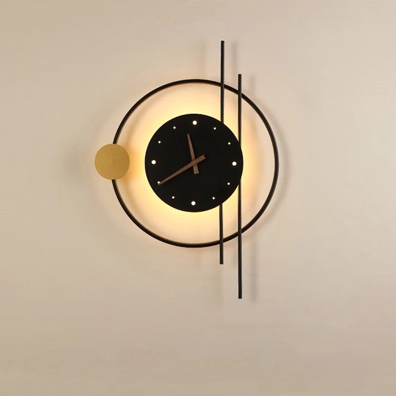 Wanduhr mit Beleuchtung Groß 57x41,5cm Gold Schwarz Modern Design | Restfield