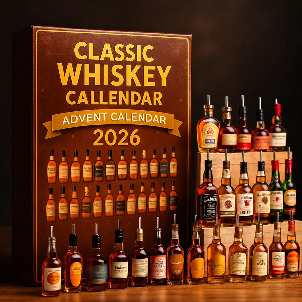 Adventskalender mit Whisky-Miniaturen, 24 Tage, festliche Weihnachtsdekoration, Sammlergeschenk für Whisky-Liebhaber | Sansoti