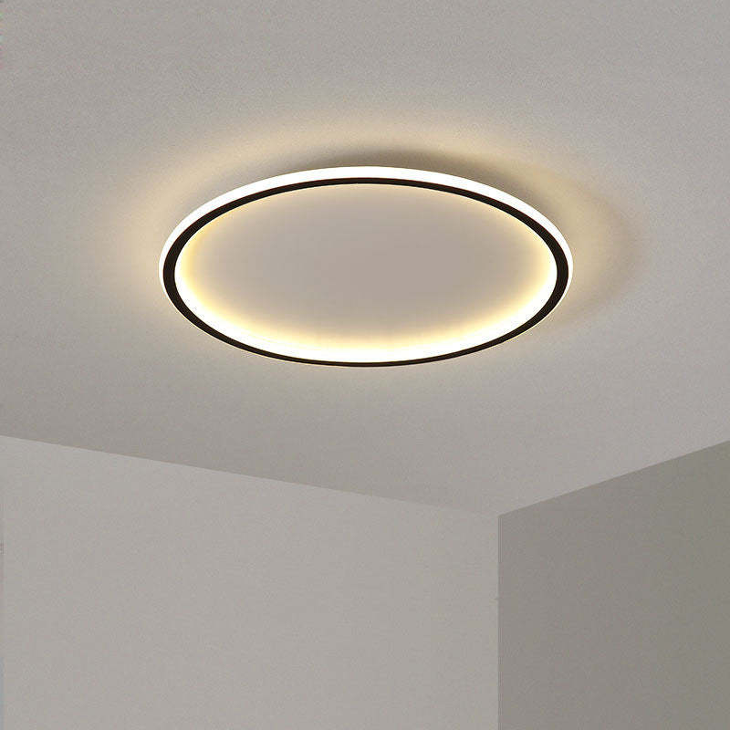 Moderne runde LED-Deckenleuchte aus weißem oder schwarzem Metall und Acryl, dimmbare Deckenbeleuchtung für Schlafzimmer und Wohnzimmer | Sansoti
