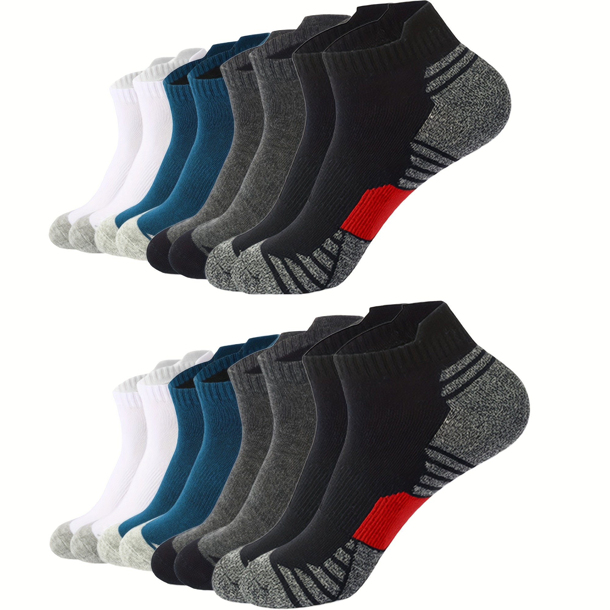Heren Sokken Set 12 Paar Ademend Comfortabel voor Dagelijks Gebruik Katoen en Synthetisch Meerkleurig Zwart Wit Blauw Grijs | Sansoti