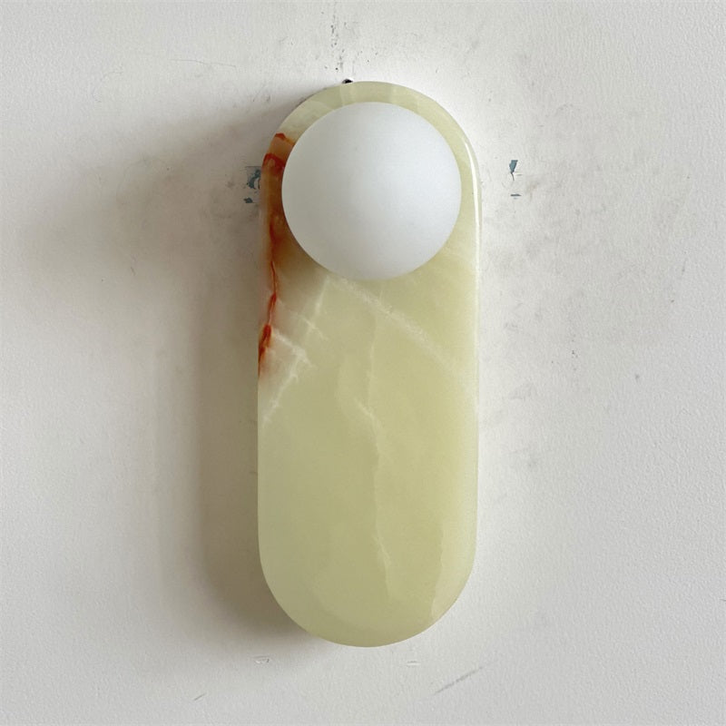 Applique Murale De Luxe En Jade Ou Marbre Avec Abat-Jour En Verre – Éclairage Design Mid Century Pour Chambre Et Couloir | Restfield