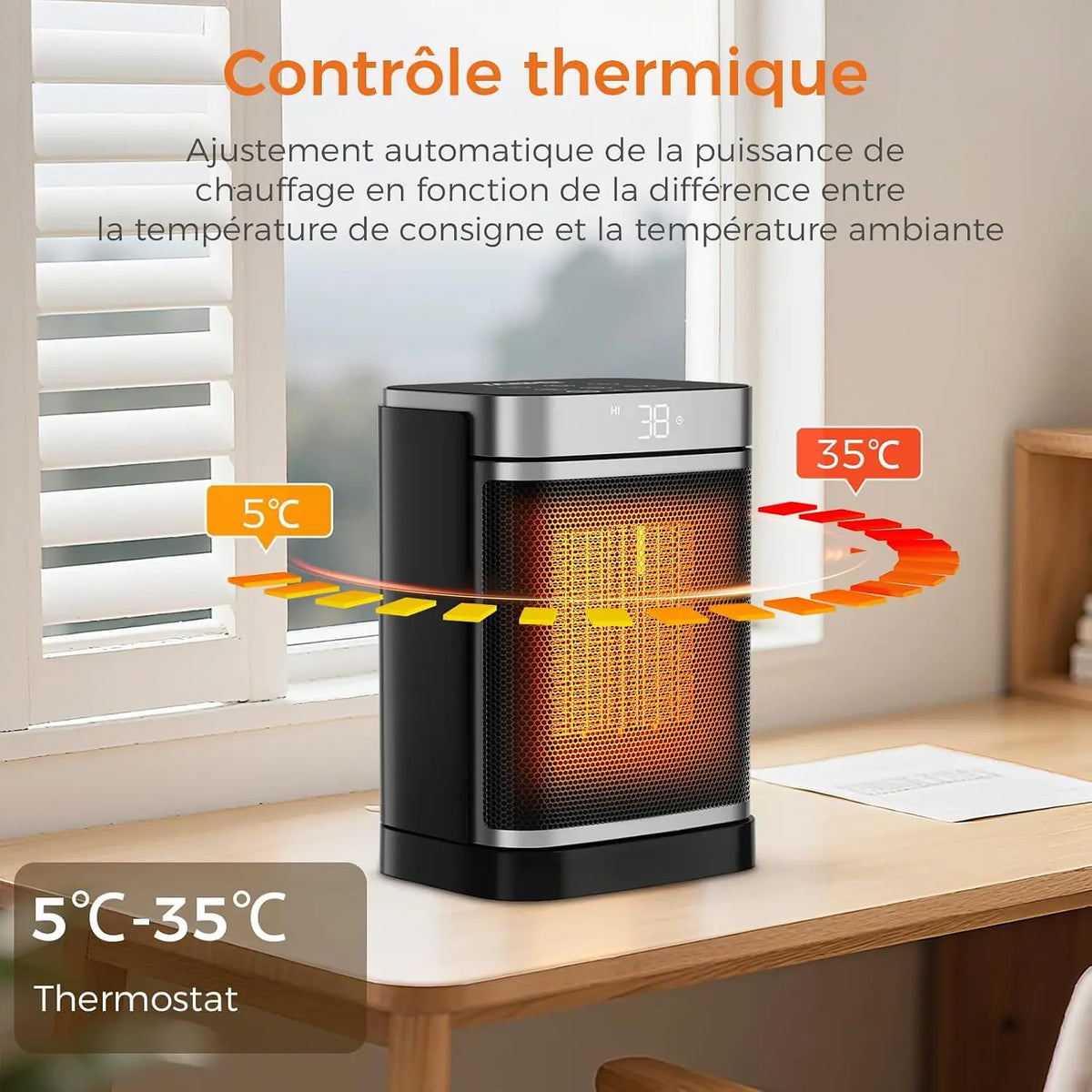 Ceramic Heater 1500W with Remote Control Timer Thermostat 70° Oscillation Energy-Efficient Space Heater | Sansoti