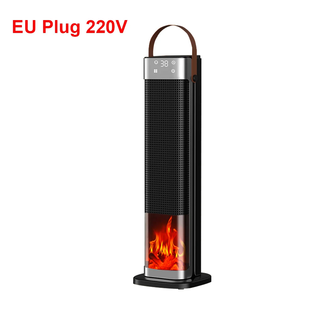 Electric Heater with Flame Effect 2000W Timer Remote Control Tower Heater Cozy Living Room Heating | Sansoti