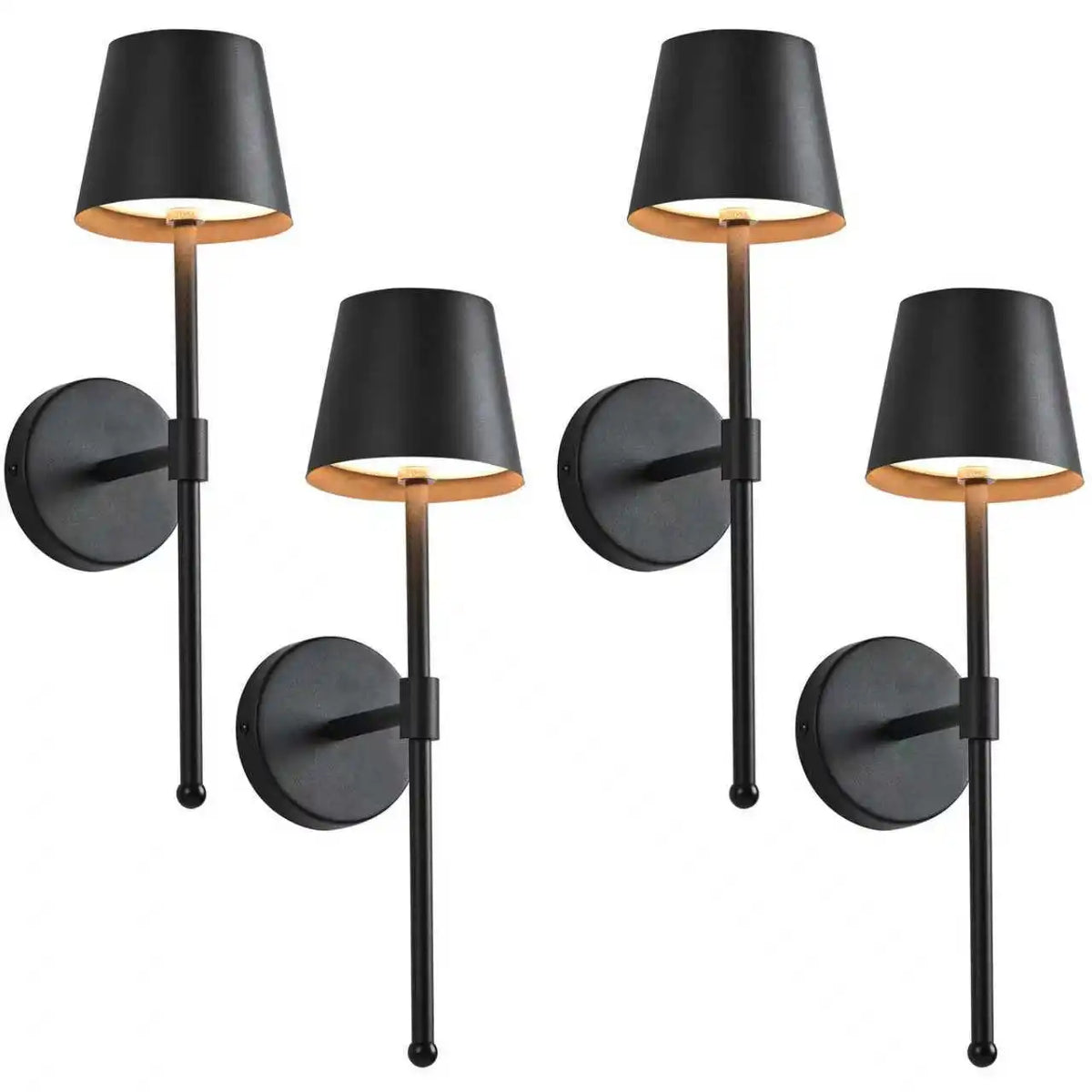Wireless LED Wall Lamps Set of 2 Dimmable with Remote Control Rechargeable Aluminum Modern Lighting | Sansoti