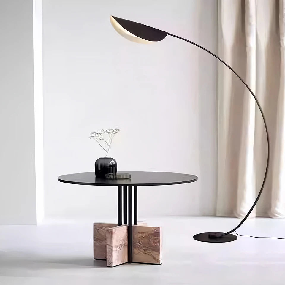 Bogenstehlampe Blattförmig Schwarz 3-Farben Dimmbar Acryl | Restfield