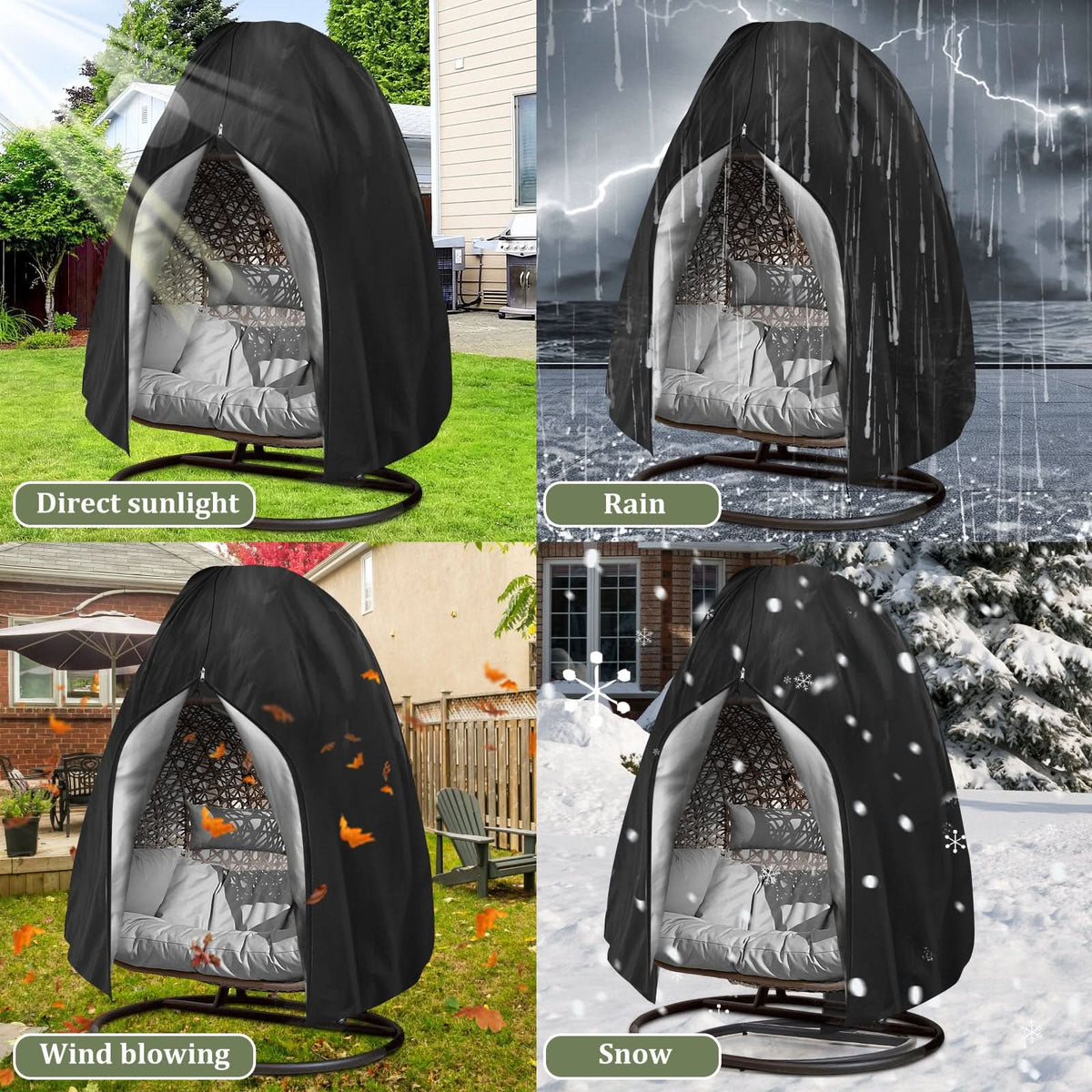 Beschermhoes Hangstoel Eistoel 190x115cm 200x230cm Waterdicht Polyester Overtrek Tuinmeubelen Balkon Outdoor | Sansoti