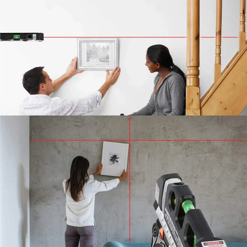4-in-1 Multifunctioneel Lasermeetapparaat met Rolmaat en Waterpas – Precisie Meetgereedschap voor Doe-Het-Zelvers en Professionals | Sansoti