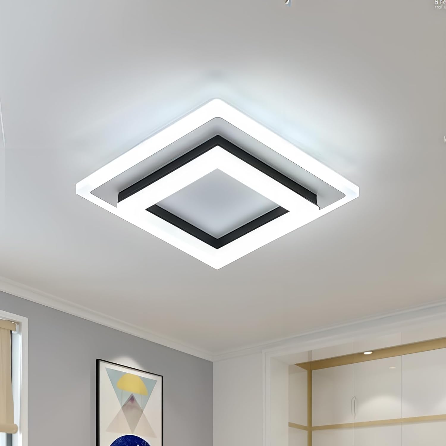 Plafondlamp Vierkant LED Modern Metaal En Acryl Flush Mount Design | Sansoti