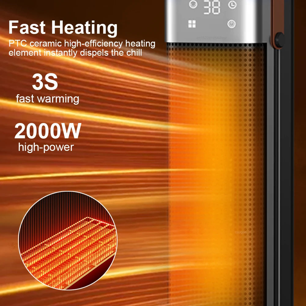 Electric Heater with Flame Effect 2000W Timer Remote Control Tower Heater Cozy Living Room Heating | Sansoti