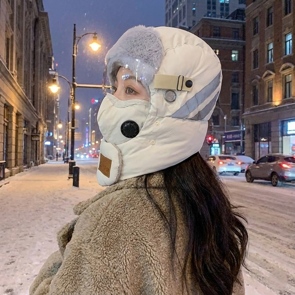 Thermische Wintermütze mit Windschutz und abnehmbarem Gesichtsmaske, unisex, zum Wandern und Skifahren im Winter | Sansoti