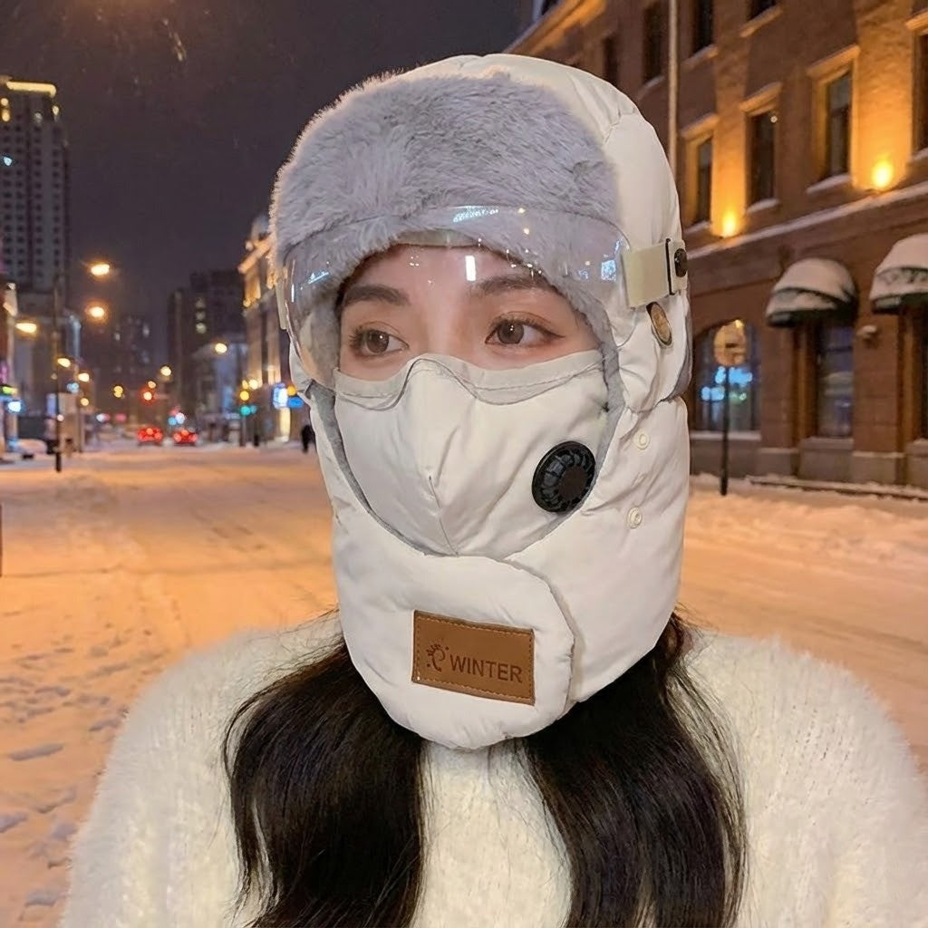 Thermische Wintermütze mit Windschutz und abnehmbarem Gesichtsmaske, unisex, zum Wandern und Skifahren im Winter | Sansoti