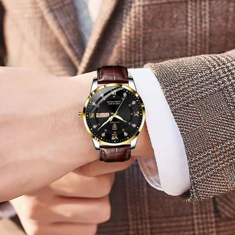 Montre pour homme avec cadran lumineux, acier, étanche à 30 m, mouvement à quartz, bracelet confortable, allure élégante | Sansoti