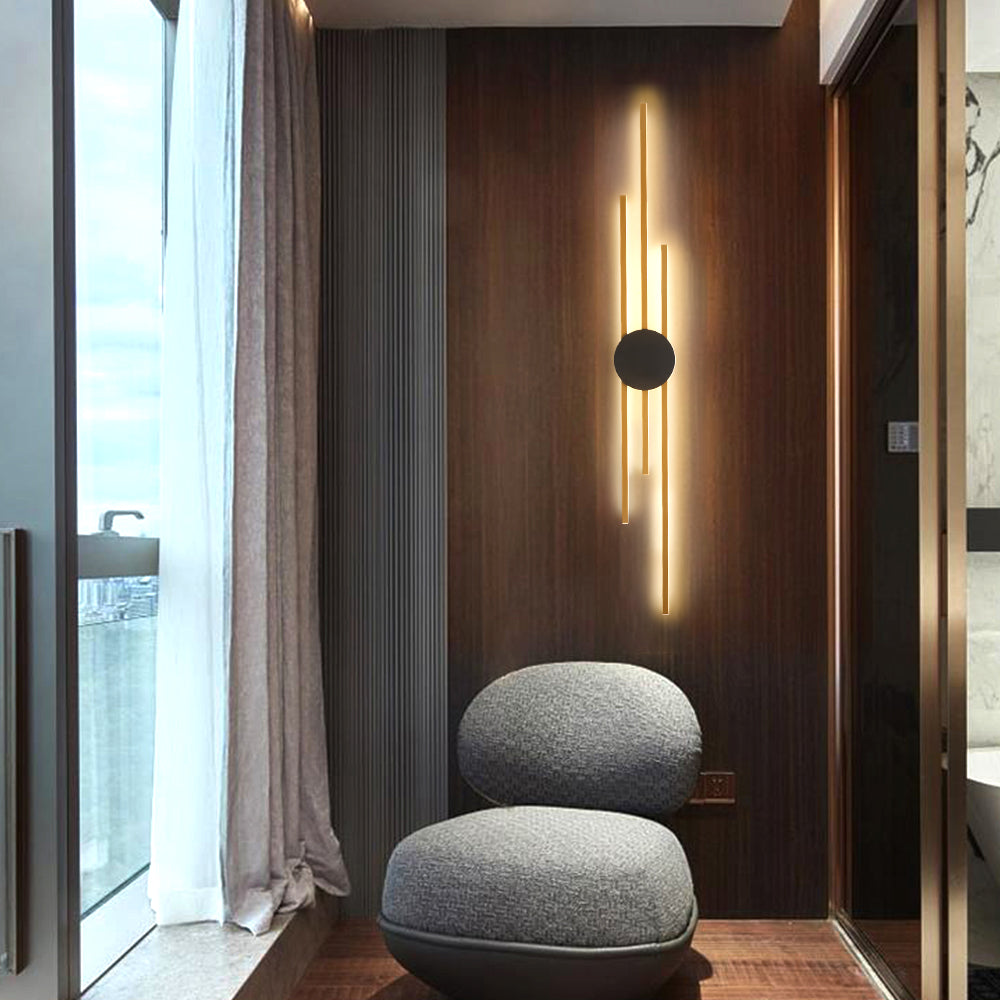 Moderne Wandleuchte mit linearem Design aus Metall und Acryl für Studio, Schlafzimmer, Wohnzimmer und Flur - LED | Sansoti