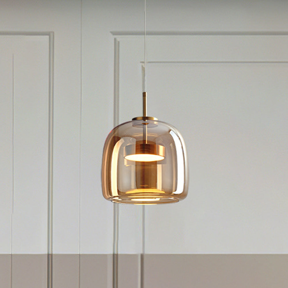 Retro Hanglamp Glas en Metaal Goudkleur LED Verlichting Slaapkamer Woonkamer Eetkamer Vintage Stijl Design | Sansoti