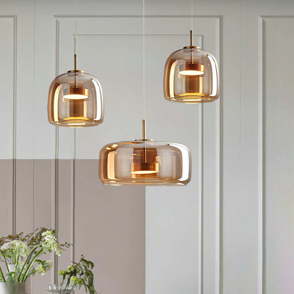 Retro Hanglamp Glas en Metaal Goudkleur LED Verlichting Slaapkamer Woonkamer Eetkamer Vintage Stijl Design | Sansoti